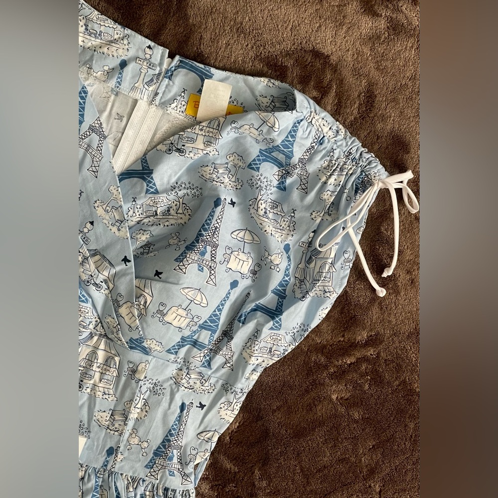 SOLD | ModCloth x Bernie Dexter Blue Sophie Dress Eiffel Tower Poodle SMALL - Picture 10 of 12